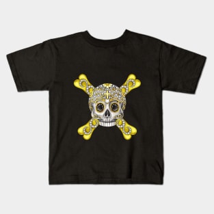 Skull and crossbone set with diamond silver and gold design. Kids T-Shirt